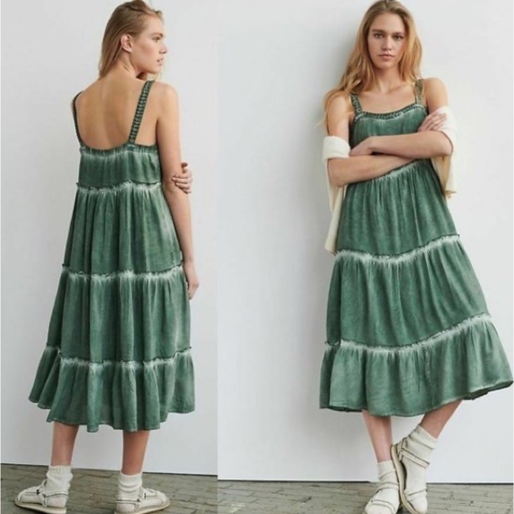 ANTHROPOLOGIE Saturday Sunday Nell Tiered Acid Washed Dress - S